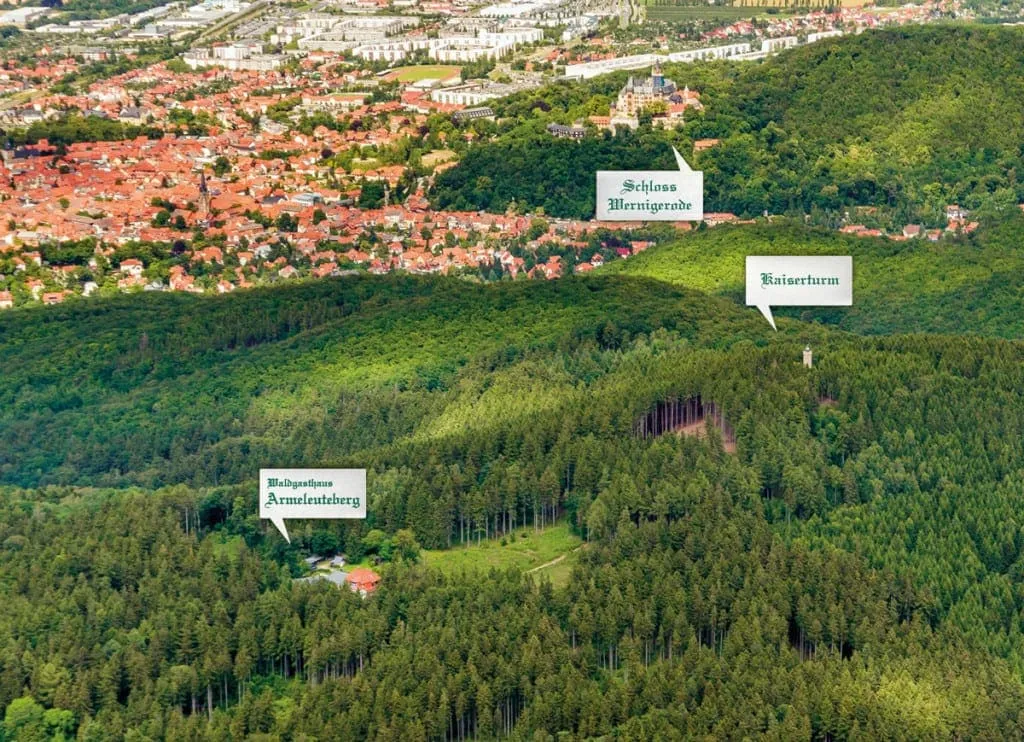 Luftaufnahme Armeleuteberg in Wernigerode